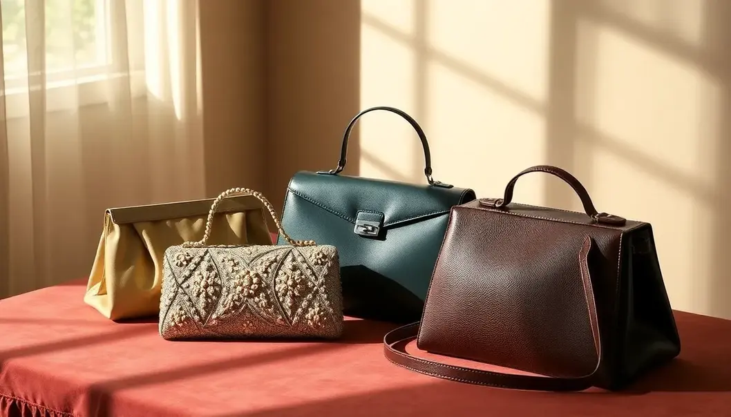 Vintage handbags from different eras, capturing timeless elegance.
